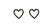 Charming Design Heart Shape 925 Sterling Silver Earrings studded with Black CZ